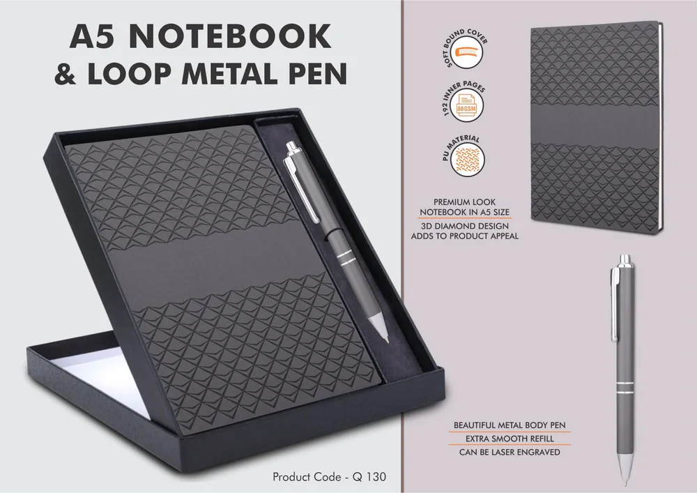 Q130 - Dune Notebook Gift set: A5 Dune Notebook With Pen