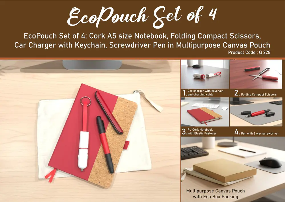 Q228 - EcoPouch Set of 5: Travel Utility Kit in Multipurpose Canvas Pouch