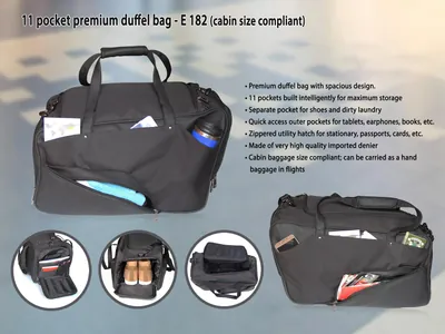 S-E182 - 11 pocket premium duffel bag (cabin size)