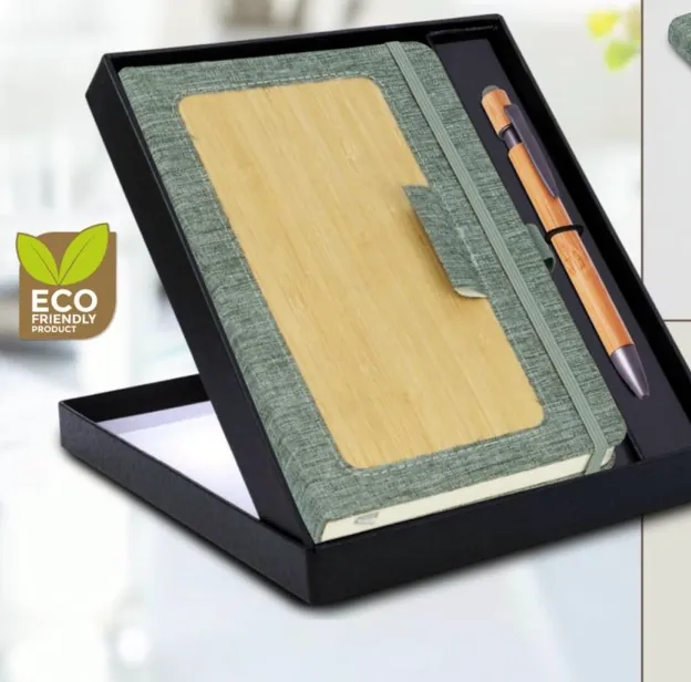 Q198 A5 Bamboo Notebook with Bamboo Duo Pen