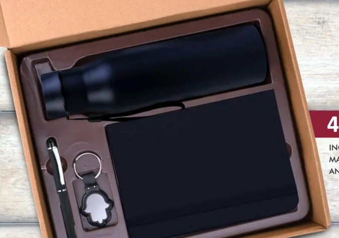 4-in-1 Gift Set: Bottle, Notebook, Pen & Keychain