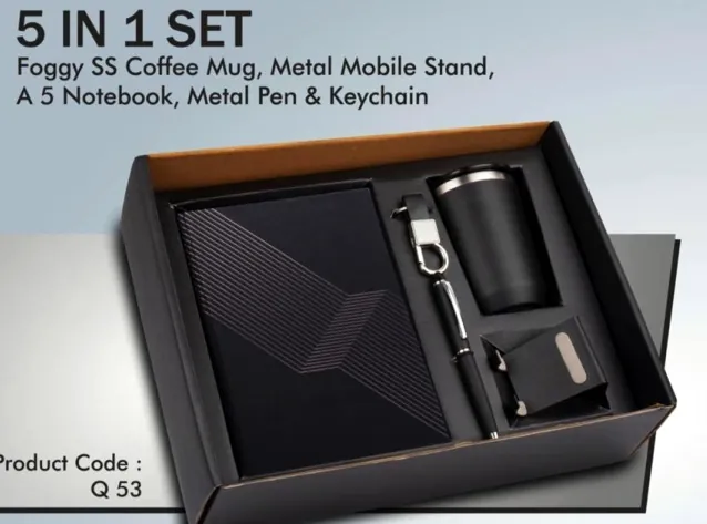 Q53 5-in-1 Foggy SS Coffee Mug Gift Set