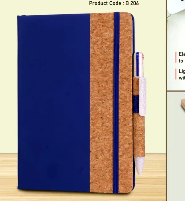 B206 Cork Fabric Notebook with 4-Refill Cork Pen